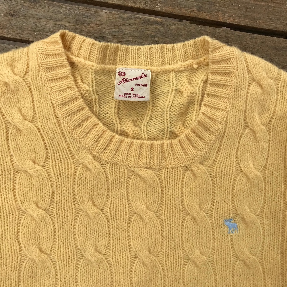 Vintage Abercrombie Wool Sweater Sz S Yellow